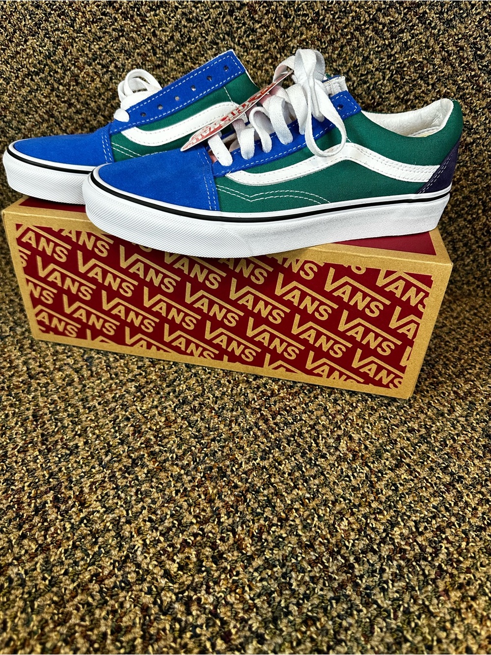 Vans Old Skool Blue and Green Low-Top Sneakers